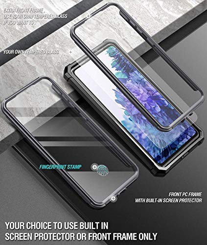 Guardian Series For Samsung Galaxy S20 Fe 5G Case (2020 Release), Full-Body Hybrid Reinforced Shockproof Protective Rugged Clear Bumper Cover Case With Built-In-Screen Protector, Black/Clear