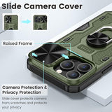 For Iphone 13 Pro Case With Stand, [Full Camera Cover] [360°Rotated Kickstand Ring] Protective Heavy Duty Shcokproof Hard Rugged Military Grade Phone Accessories For 13Pro Green
