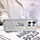 For Motorola Moto G Stylus 5G 2025 Phone Case (6.7-Inch) With Ring Stand Lanyard Girls Women Men Cute Glitter Soft Tpu Shockproof Protection Cover - Silver