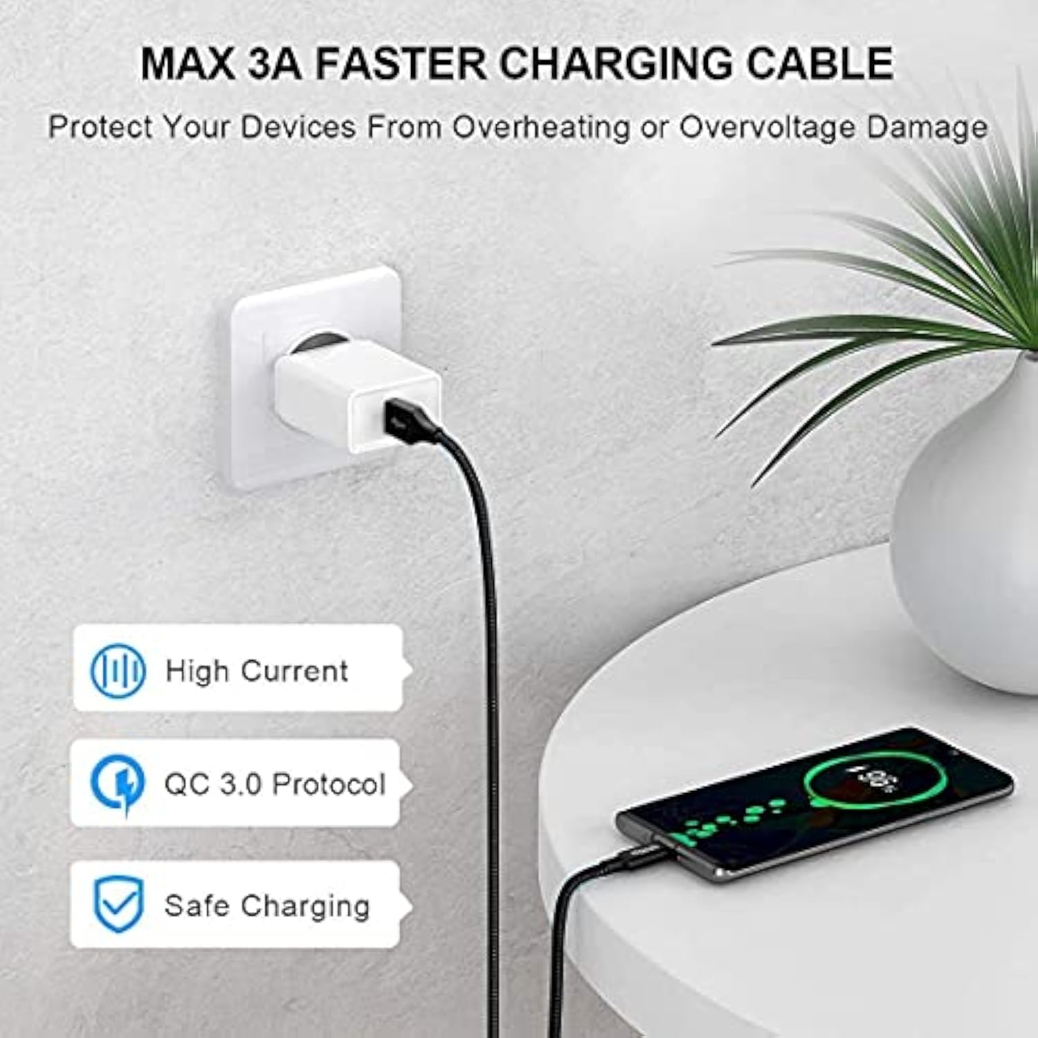 12ft USB C Cable 2-Pack Fast Charging Braided for Samsung, LG, Moto & Pixel