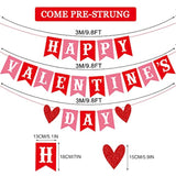 Happy Valentine'S Day Banner Red Pink Valentine'S Day Bunting Banner With Glitter Heart Signs Valentines Day Paper Garland For Home Wall Valentines Party Decorations Supplies
