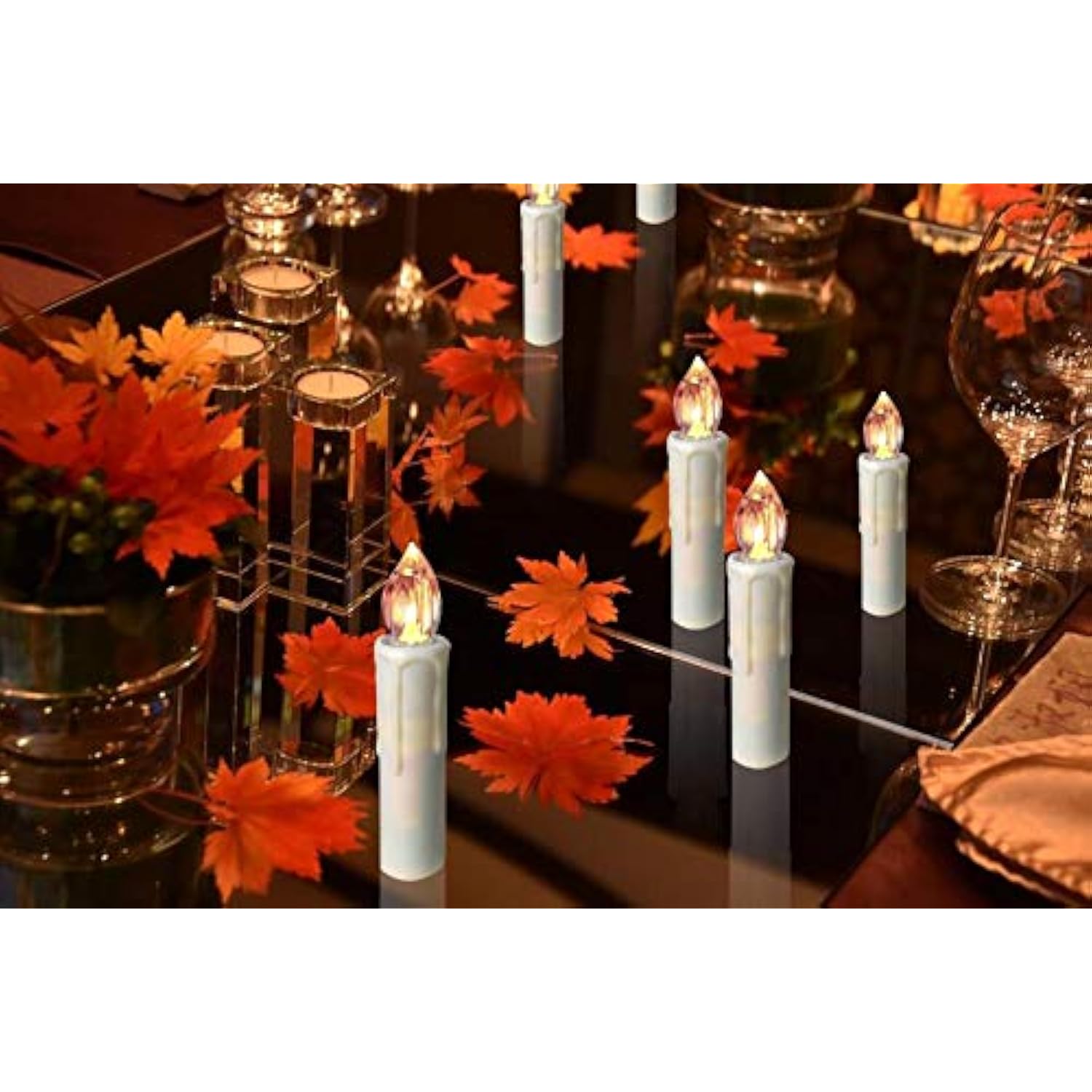 Houdlee Led Flameless Taper Candles With Remote Control And Removable Clips,Flickering 4 Inches Birthday Candles,Set Of 10 Warm White Candle For Christmas, Chandelier, Mini Wedding Taper Candles