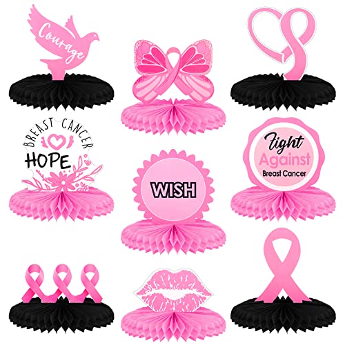 9 Pcs Breast Cancer Awareness Decorations Pink Ribbon Centerpieces