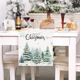 Winter Snowy Forest Table Runner 13X90 Inch Merry Christmas Pine Trees Snowflakes Xmas Winter Holiday Kitchen Dining Table Decoration For Home Party Decor