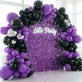 132Pc Black Purple Balloon Arch Kit 18 12 5In Metallic Silver Party Decor