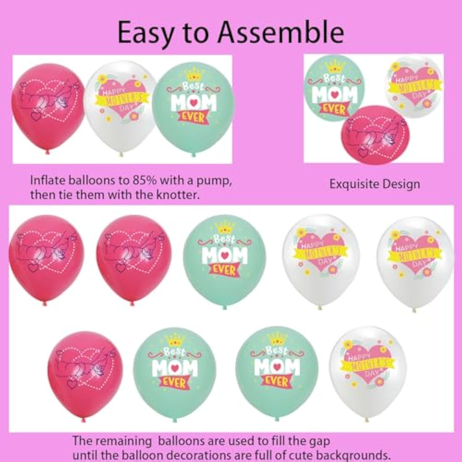 Mother'S Day Balloons Mothers Day Party Decorations Happy Mother'S Day Latex Balloons Mom Balloon For Mothers Day Themed Party Decorations Arch Decor Supplies Party Balloon Set 12Pcs