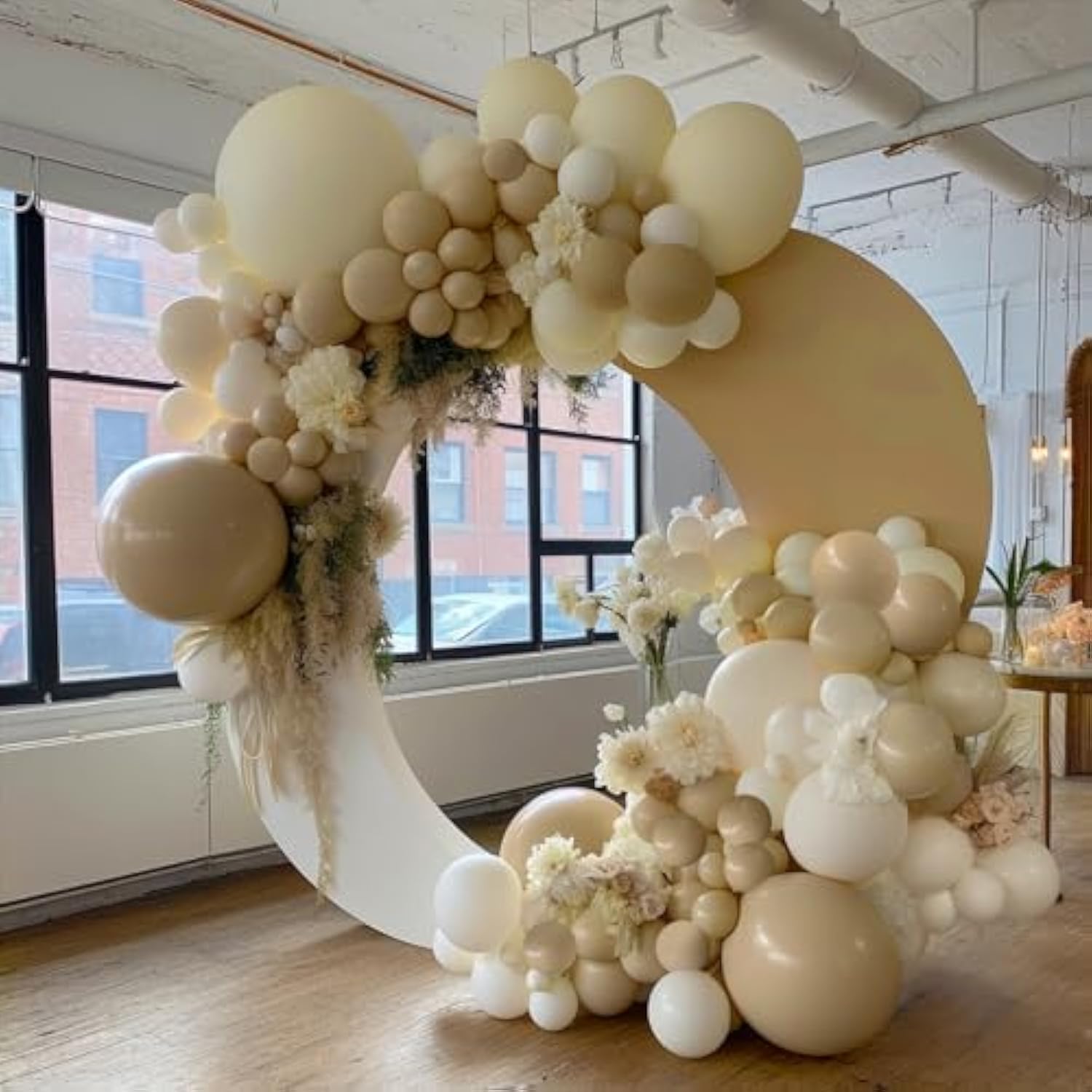 Double Stuffed Nude Balloons With Black Balloons Inside - Matte Of Nude Apricot Brown Latex Balloon Garland With 5In 12In 18In, Double Layer Thick Boho Balloon Garland Arch Kit For Party