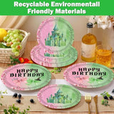 140Pcs Pink And Green Witch Party Decorations Tableware, Witch Table Centerpieces Party Supplies, Tableware Set Paper Cups For Girls Birthday Party Decorations Severs 20 Guests