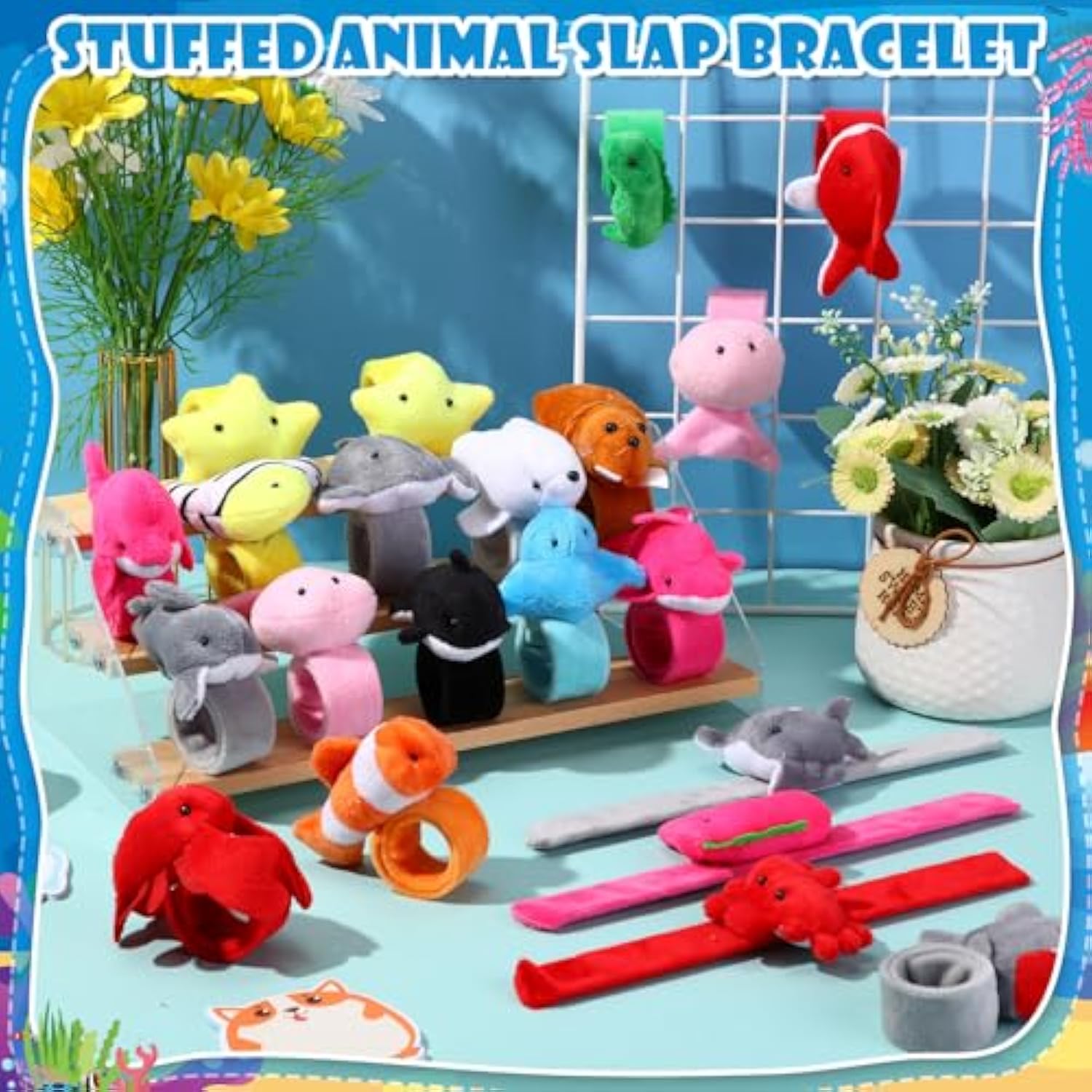 30 Pcs Stuffed Animal Slap Bracelet For Kids Cute Animal Slap Bracelets Stuffed Bracelets Bulk Bracelet Plush For Holiday Gifts, Themed Party Favors, Classroom Rewards