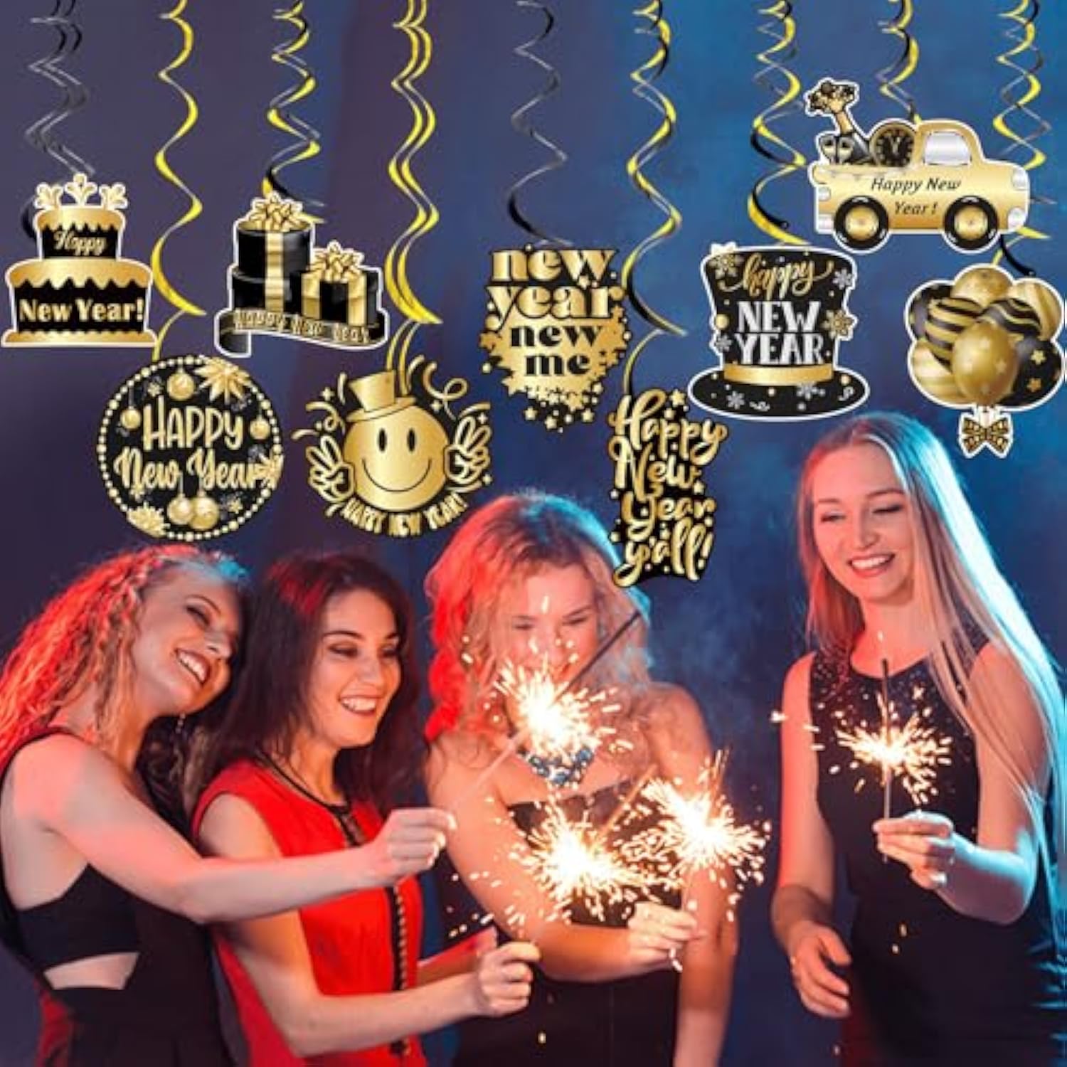 9 Pcs 2026 New Year Hanging Swirls for Party Decorations
