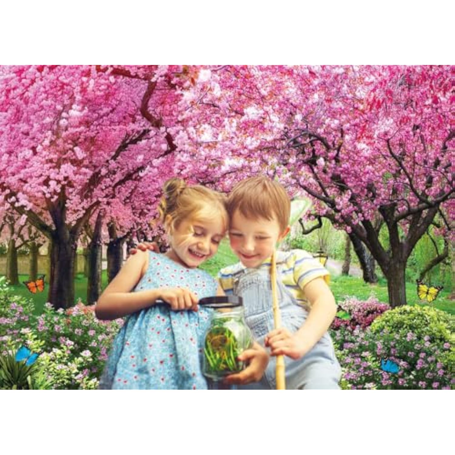 Spring Backdrop Spring Garden Flowers Tree Path Photography Background Floral Natural Landscape Birthday Party Party Decoration Banner Supplies (82X59Inch(7X5Ft))