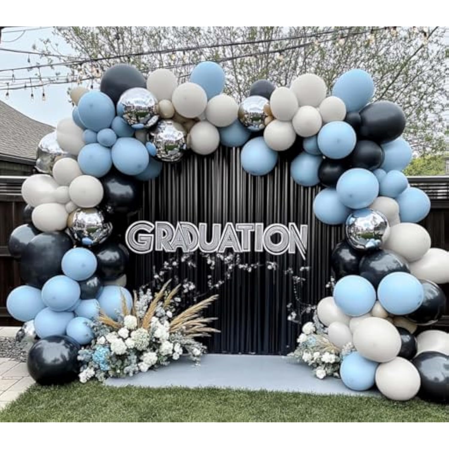 Dusty Blue Double Stuffed Balloon Garland Kit: 55 Latex Balloons