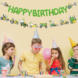 Lawnmower Birthday Party Decorations - 2 Pcs Pre-Strung Lawn Mower Happy Birthday Banner For Boy, Green Tractor Party Supplies For Kids, Glitter Letters Banners Garland Ceiling Wall Decor