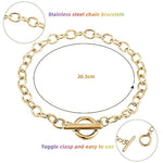 24 Pieces Bracelet Chains Bulk With Ot Toggle Clasp Alloy Link Chains Diy Jewelry Making Bracelets For Women Diy Jewelry Crafts Supplies(Gold, Silver And Rose Gold)