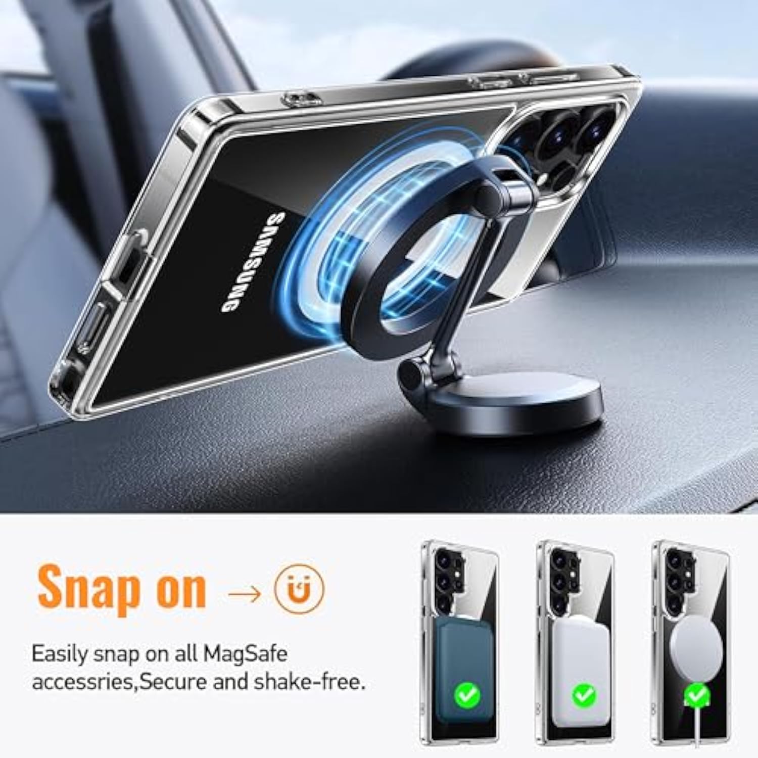 Clear Magnetic Case for Samsung Galaxy S25 Ultra, MagSafe, Shockproof, Slim
