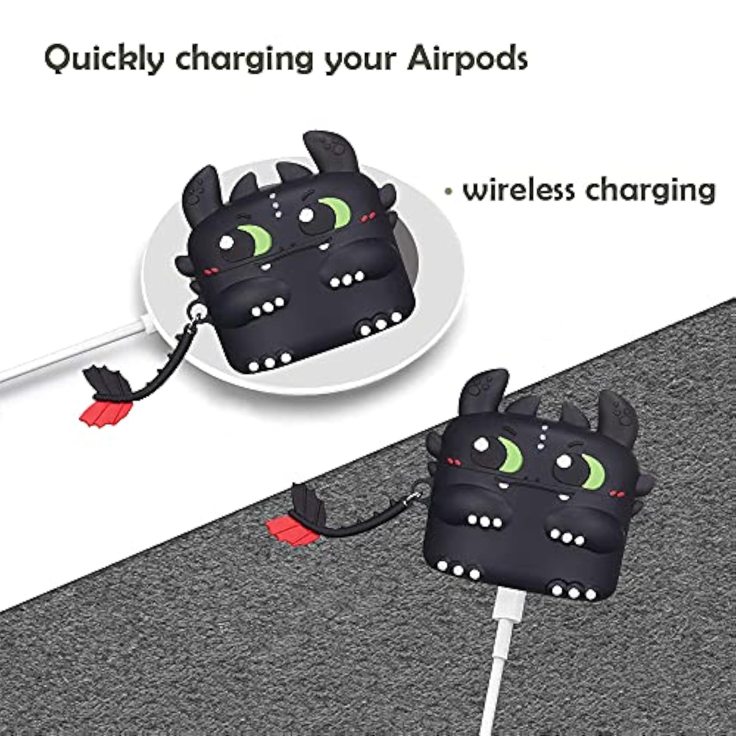 Silicone Protective Case For Airpods Pro2: 3D Cartoon Cute Night Evil Creative Appearance Waterproof Shockproof For Airpod Pro 2 /Pro Wireless Headset Charging Box Cover With Keychain