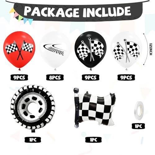 Race Car Balloons,Racing Theme for Boys First Birthday Party Decorations