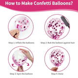 65 Pcs Hot Pink Balloons 12 Inch Magenta Confetti Girls Party Decorations