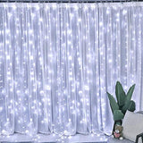 Curtain String Lights, 300 Led 9.8Ft X 9.8Ft 8 Lighting Modes Fairy Lights Usb Powered, Waterproof Lights For Christmas Party Wedding Outdoor Indoor Wall Decorations (White)