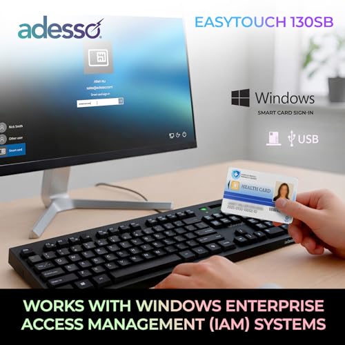 Easytouch 130Sb Wired Mechanical Keyboard With Red Switches, Built-In Smart Card Reader, Copilot Ai Hotkey, 2X Large Print Keycaps, 104 Key Full Size For Windows Pc