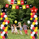 2 Set Adjustable Mouse Theme Birthday Balloon Column Stand Kit Polka Dot Red Black Yellow Balloons Arch Garland For Halloween Christmas Baby Shower Wedding Birthday Party Decorations Supplies