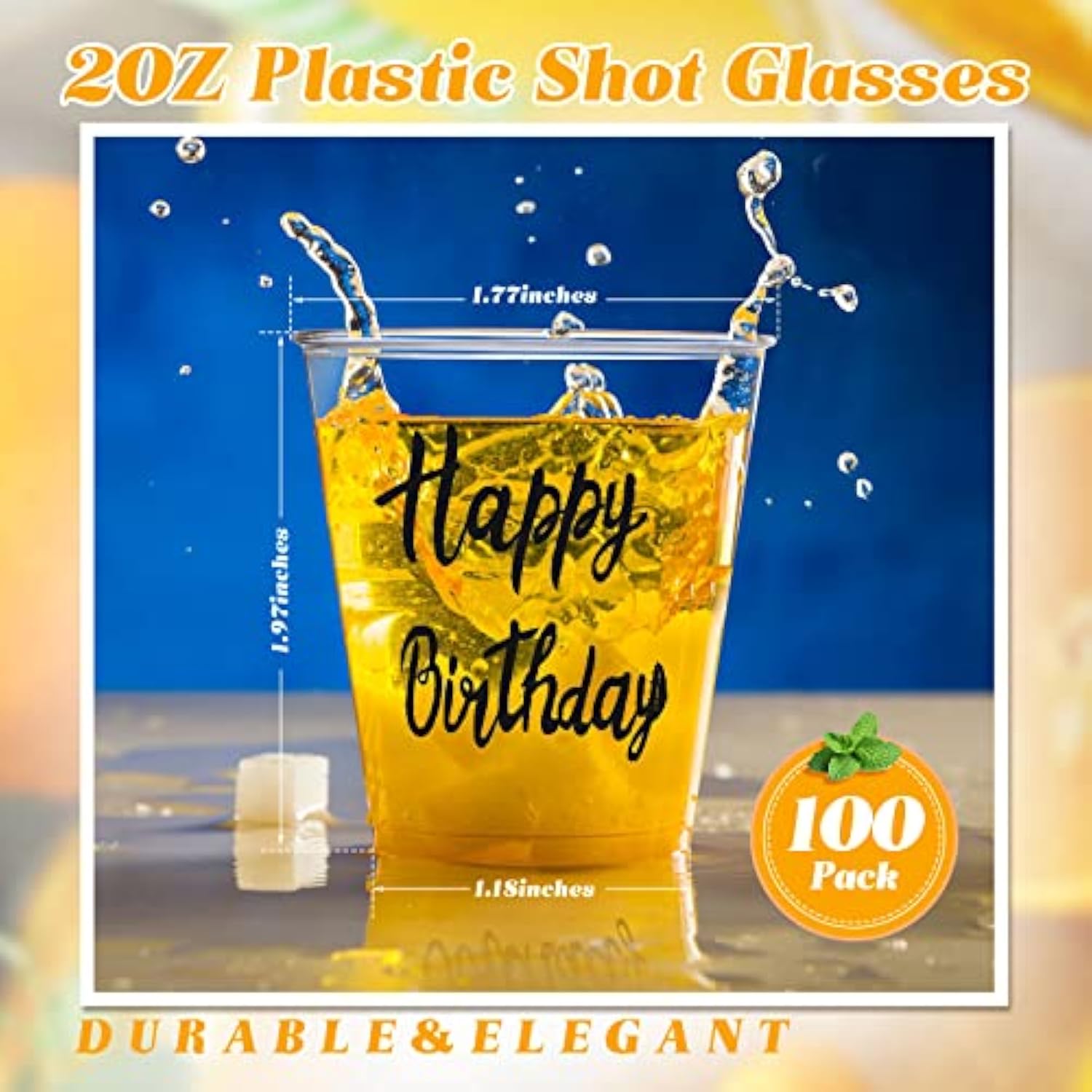 100 Pcs Happy Birthday Plastic Shot Glasses Birthday Party Favors 2 Oz Cheer Cups For Anniversary Wedding Party Supplies