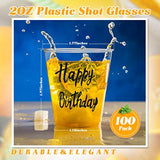 100 Pcs Happy Birthday Plastic Shot Glasses Birthday Party Favors 2 Oz Cheer Cups For Anniversary Wedding Party Supplies