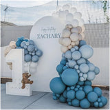 Dusty Blue Balloon Garland Kit - 137Pcs Balloon Arch Kit With Dusty Baby Blue, Sand White, White Balloons - Perfect For Baby Shower Wedding Boy Birthday Decoration