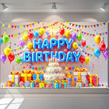 Happy Birthday Banner 71X43 Inch Kids Party Decoration With Cake And Balloons Backdrop For Girl Boys Backdrop Happy Birthday Scene Wall Display For Celebration Outdoor Patio Lawn
