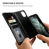 For Iphone 11 Wallet Case With Card Holder Pu Leather Magnetic Detachable Kickstand Shockproof Wrist Strap Removable Flip Cover For Iphone 11 6.1 Inch (Black)