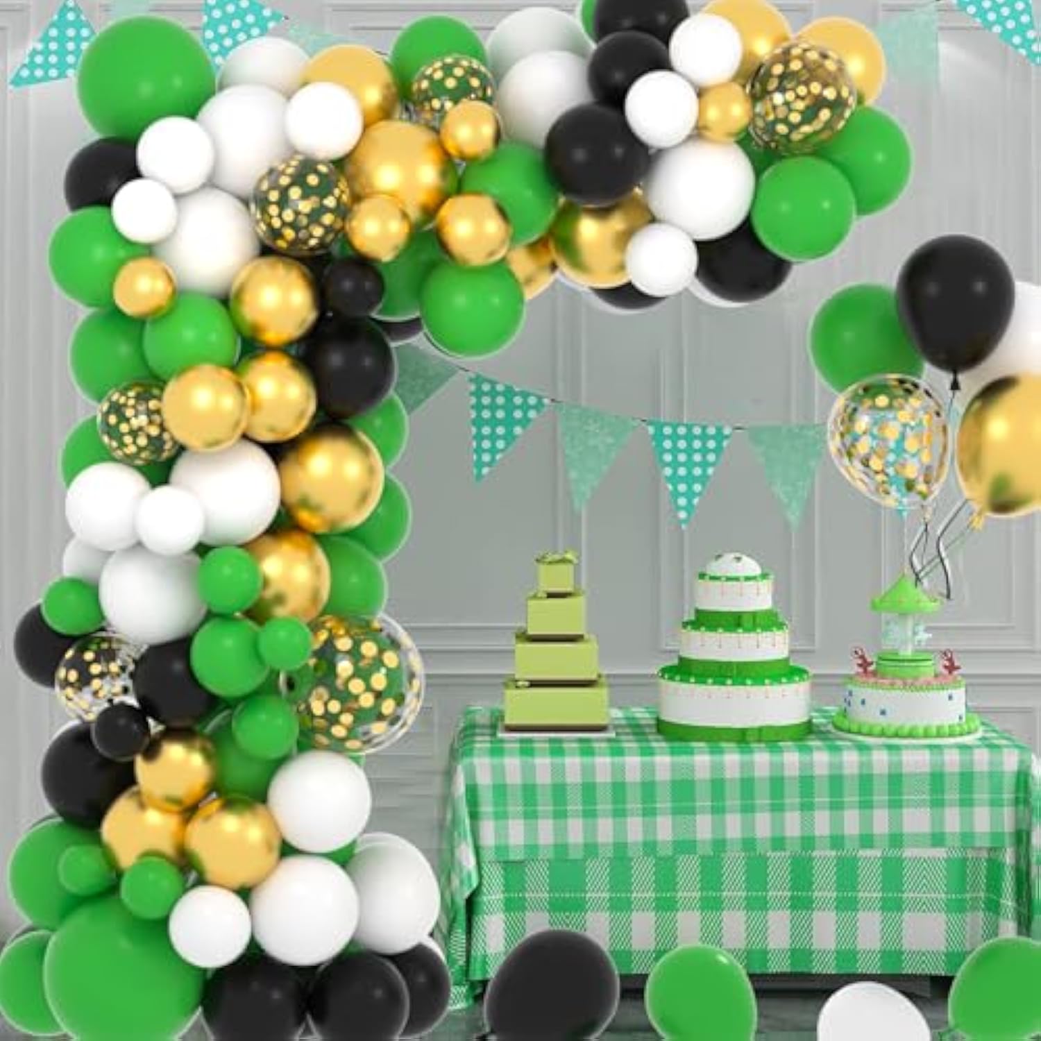 Green Black White Balloon Garland Arch Kit Arch, 122Pcs Green Black Wh
