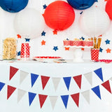 Patriotic Pennant Banner Red Blue Silver/White Triangle Flag Bunting Banner Patriotic Decorations Glitter Paper Garlands For 4Th Of July Independence Day Party Decorations Supplies 40 Feet