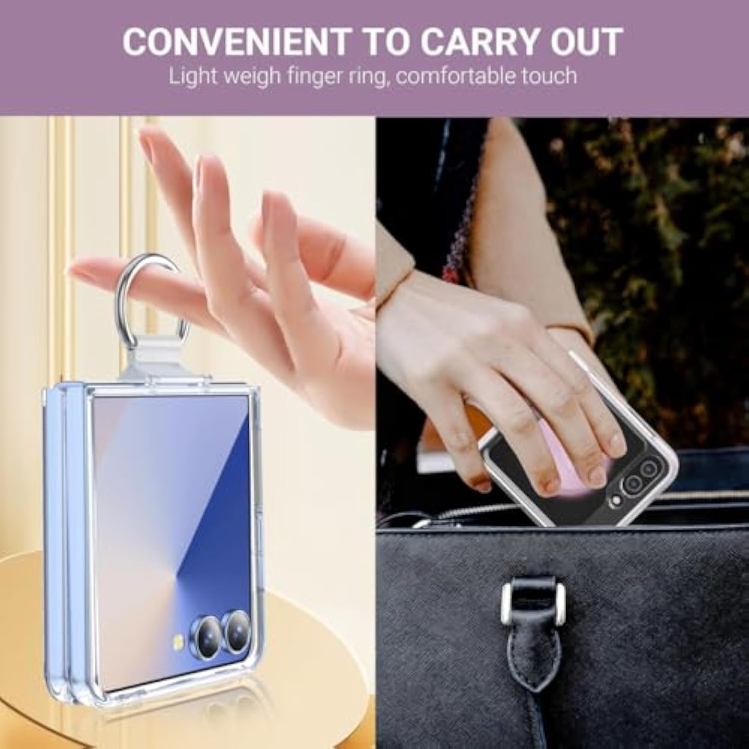 For Galaxy Z Flip 7 Case With Ring Compatible With Magsafe, Built-In Ultra Strong Magnetic & Finger Ring Holder, Anti-Yellowing Ultra-Thin Slim Fit For Samsung Galaxy Z Flip7 (Clear)