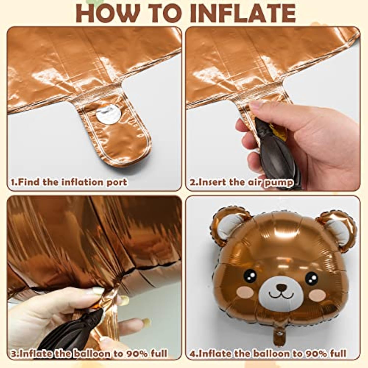8Pcs Bear Balloon Farm Animal Balloons, Cute Bear Shaped Brown Balloons Foil Balloons For Baby Shower Decorations Animal Birthday Party Jungle Theme Party Decoration, Birthday Party Decor Supplies
