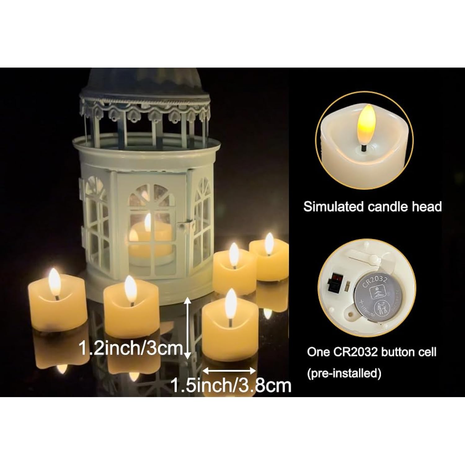 Battery Operated Flameless Votive Led Little Candle, Realistic Bright Flickering Electric Fake Night Tea Light Halloween Pumpkin Christmas Wedding Party Table Centerpieces Funeral Decorations 6 Pack