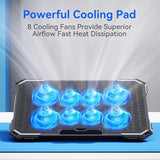 Laptop Cooling Pad With 8 Cooling Fans, Cooling Pad For Laptop Fan 13-15.6 Inch, Laptop Cooler Stand With 6 Height Adjustable, Notebook Cooler Pad With Two Usb Port [2025 Version]