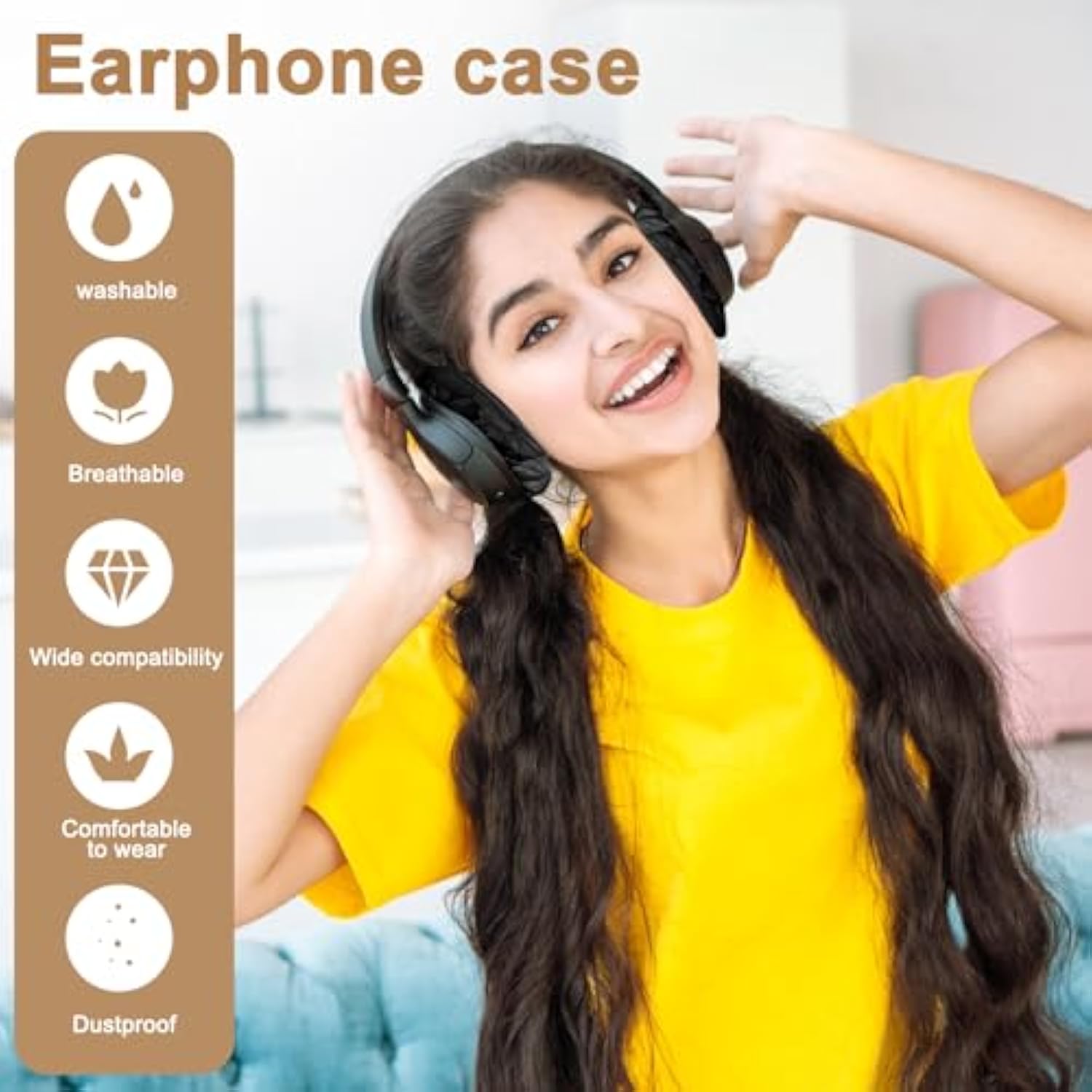 100Pcs Black Non-Woven Sanitary Headphone Ear Cover, Disposable Super Stretch Covers Washable, For Most On Ear Headphones Earpads (13 Cm/ 5.12 Inch)