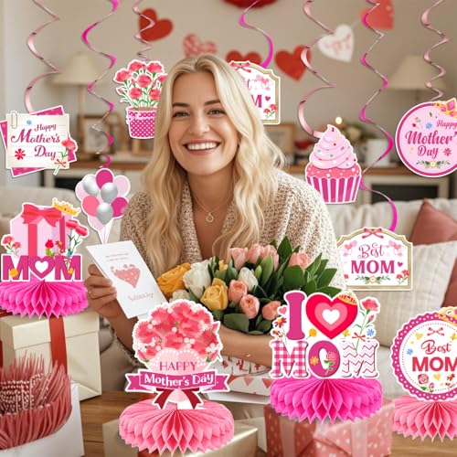 37Pcs Mothers Day Decorations, Happy Mothers Day Banner