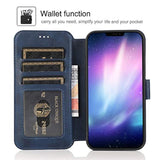 Case For Iphone 12 Iphone 12 Pro Premium Pu Leather Simple Wallet Case [Card Slots] [Kickstand] [Magnetic Closure] Shockproof Flip Cover For Iphone 12/12 Pro (6.1 Inch) - Blue