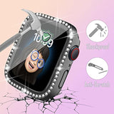 Bling Case for Apple Watch Series 7/8/9 45mm with Tempered Glass Screen Protector and Premium Glitter Diamond Hard PC Protective Glossy Bumper Cover for Women and Girls