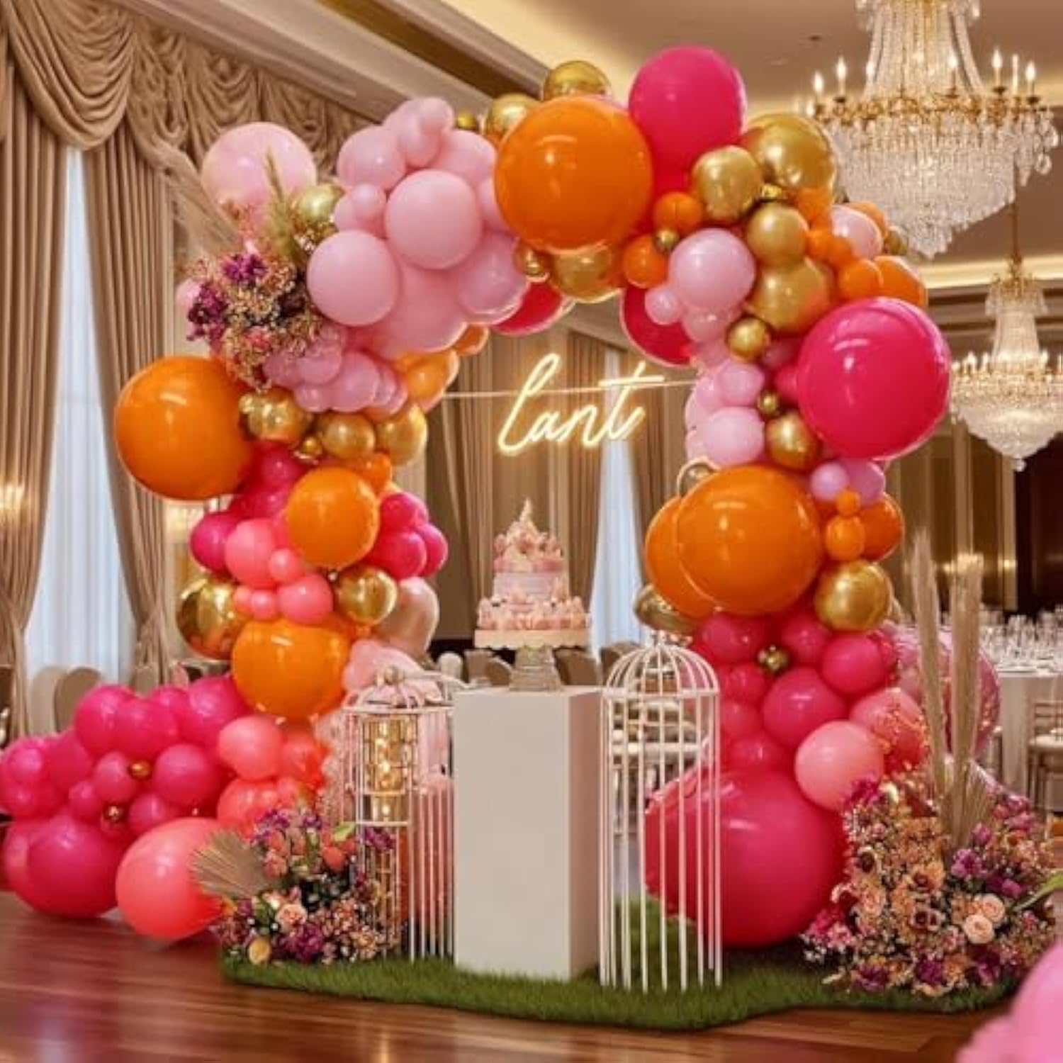 Pink & Orange Balloon Arch Kit: Tropical Party Decor