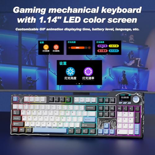 Ajazz Ak35I V4 Customizable Wireless Gaming Mechanical Keyboard, Wired/Wireless 2.4G/Bt, Gasket Structure, 10000Mah Battery, Full-Color Rgb, 1.14-Inch Color Screen, Knob, Multi-Function Keys.