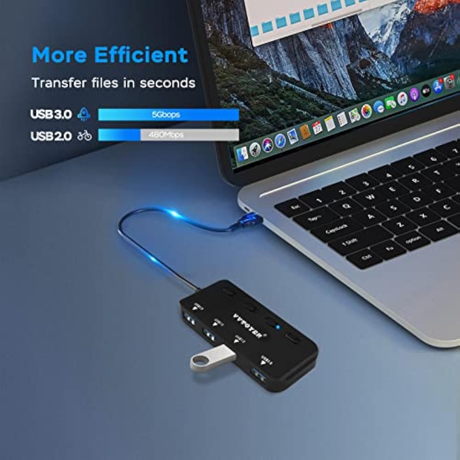 Usb 3.0 Hub Splitter, 4-Port Usb Extender Hub For Laptop, Multi Usb Port Expan
