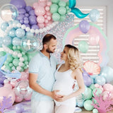 Mermaid Balloon Garland Arch Kit,145Pcs Purple Pastel Pink Light Blue Balloons With Mermaid Tails Foil Balloons For Birthday Gender Reveal Baby Shower Ocean Themed Party Decorations