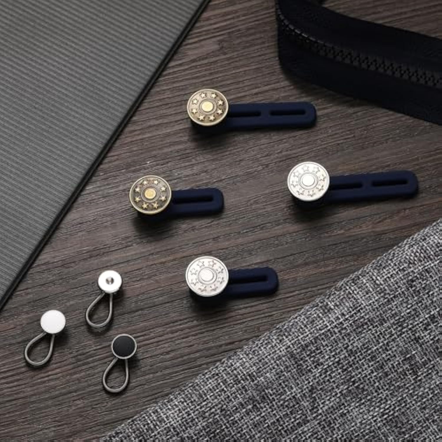24 Pieces Pants Extender Button Set, Include 12 Pieces Pants Waist Sil
