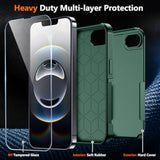 Designed For Iphone 16E Case, [12 Ft Grade Protection] 2 Pack [Tempered Glass Screen Protectors] Heavy Duty Shockproof Case Screen Expanders Magnifiers, Dark Green