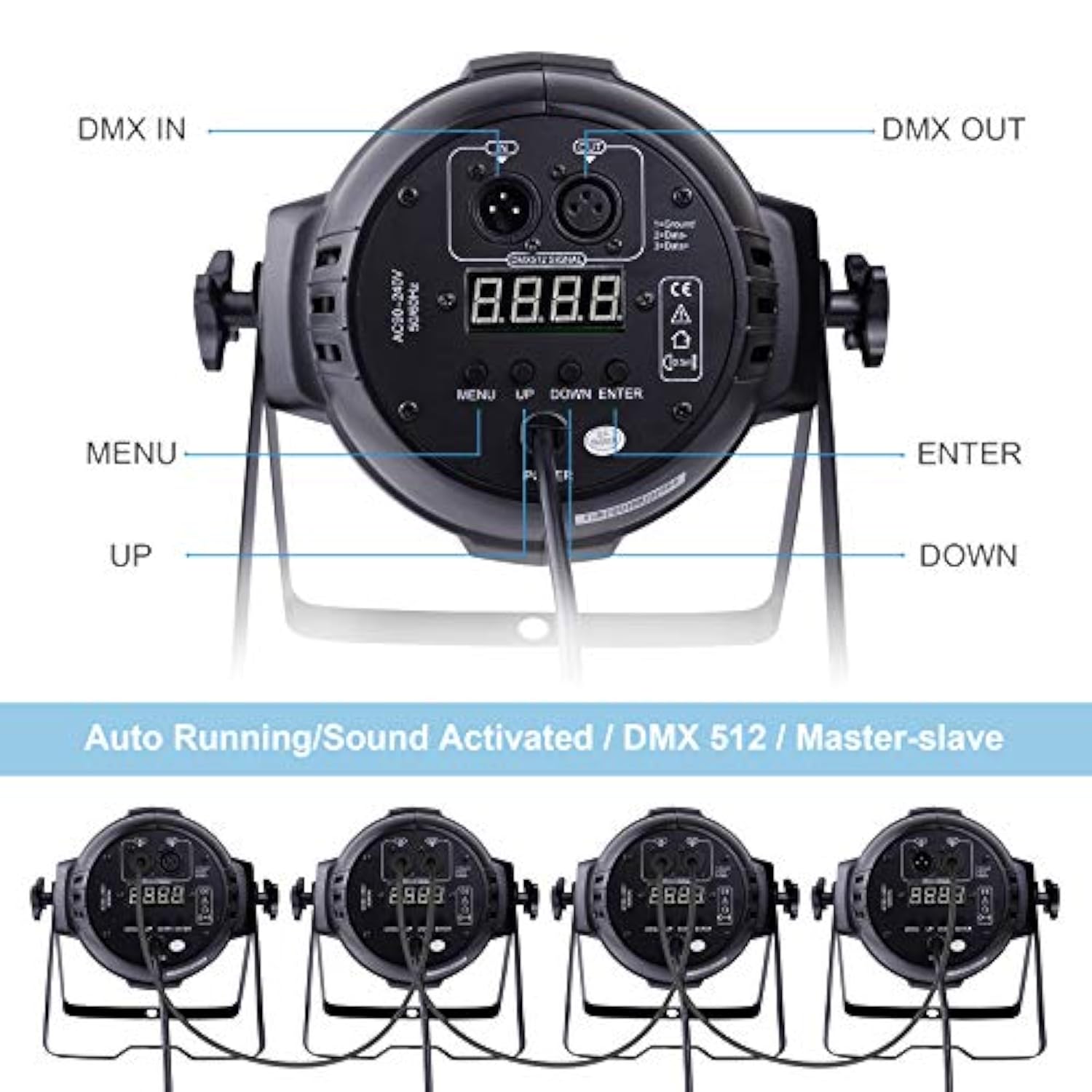 Dj Lights Dmx Sound Activated, 54 X 3W Led Par Lights Rgb Stage Light Dmx, Dj Par Lighting For Church, Concert, Wedding, Party, Bar, Stage Lighting (1)