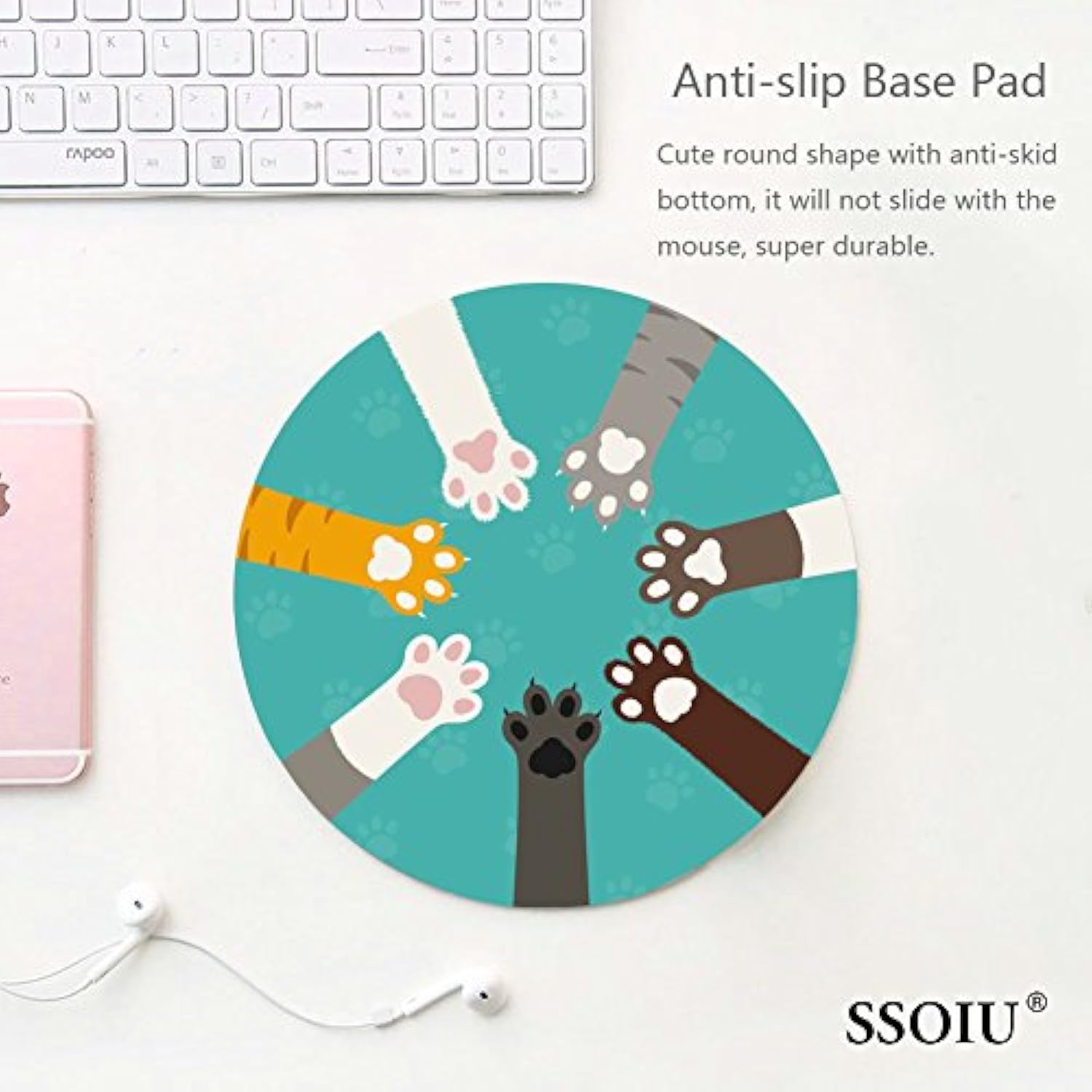 Colorful Cat Paws Mouse Pad