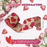 2 Roll 20 Yards Glitter Hearts Wired Edge Burlap Ribbon Valentine Ribb