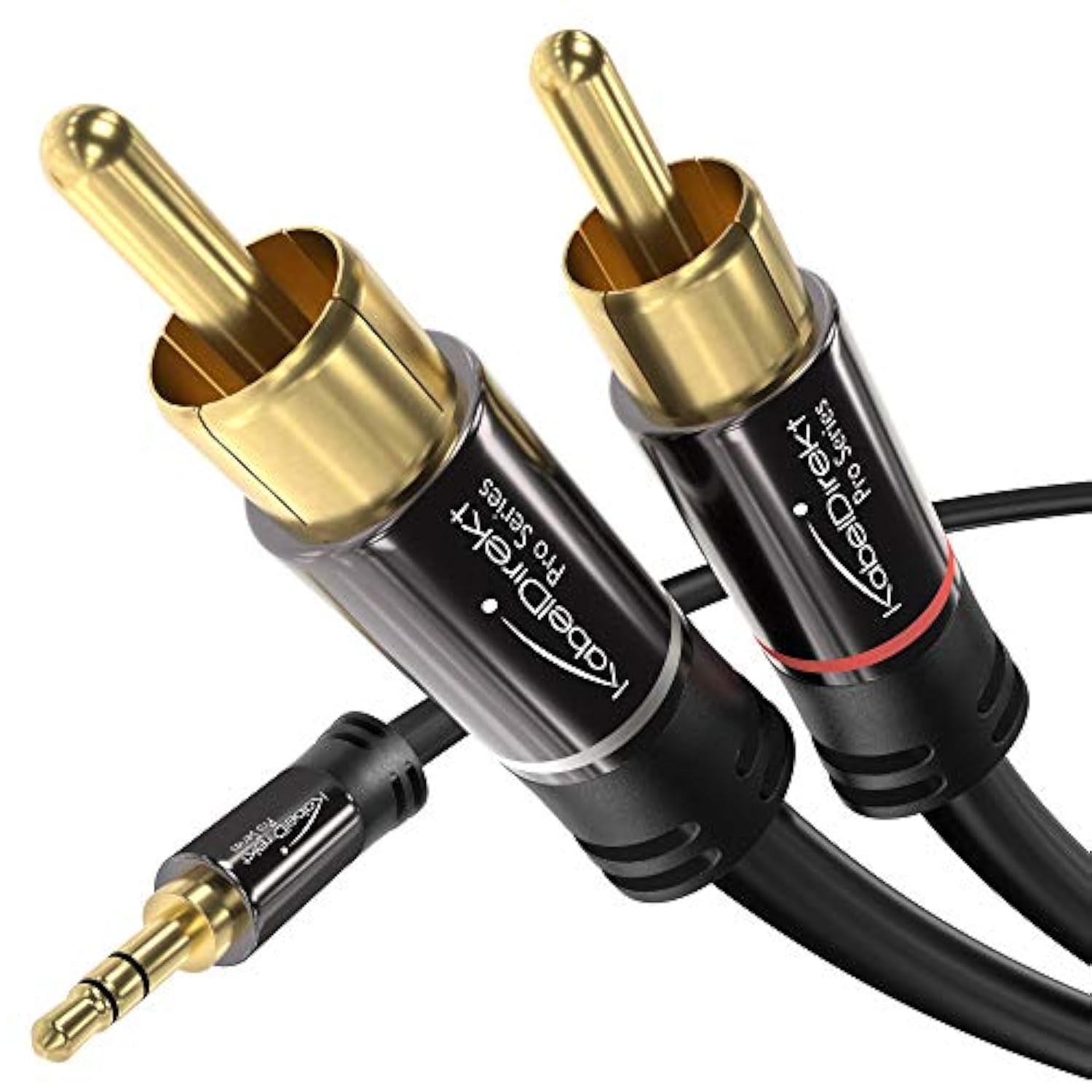 KabelDirekt – RCA to Jack 3.5 Adapter Cable – 25 ft – Versatile Plug-and-Play Audio Cable (Aux/3.5mm to 2X RCA for Connection to Smartphone, Tablet, Home Theater, soundbar, TV, Notebook, MP3)